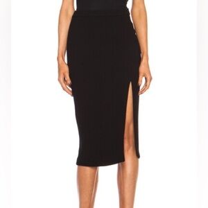 A.L.C Wool Blend Midi Pencil Skirt Size 4 Black Front Slit